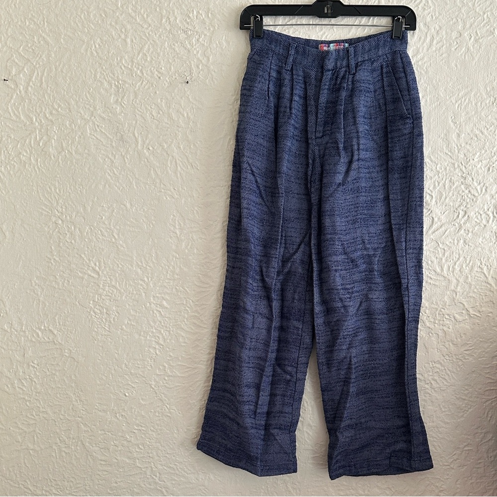 Urban Outfitters Elliot Blue Herringbone Wide Leg Pants XXS
